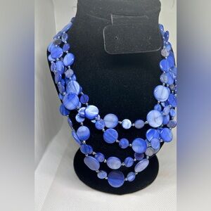 Purple glass like, round beaded layered necklace